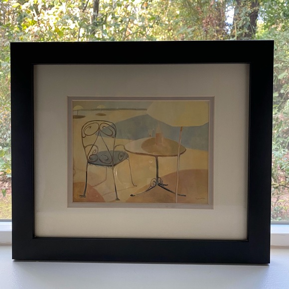 Black Framed Art~14X16 “Seaside Chair” Dbl Mat Fine Print By Art In Motion - Picture 1 of 5